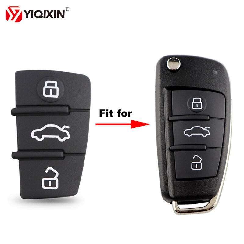 YIQIXIN 3 Button Repair Leather Pad For Audi A6L TT A3 A8 A2 A4 A5 A6 S LINE RS S1 S3 S4 S5 Q3 Remote Car Key Shell Rubber Pad