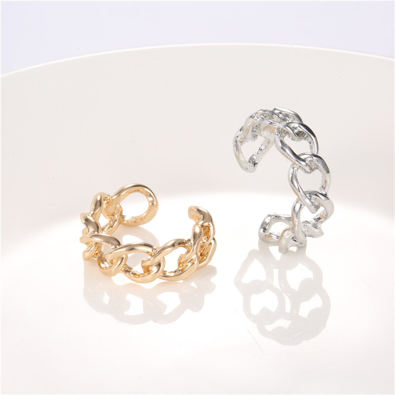 Cor do ouro chapeamento de corrente forma anel 7mm de largura para unisex vintage gótico chunky midi anel antigo jóias acessório