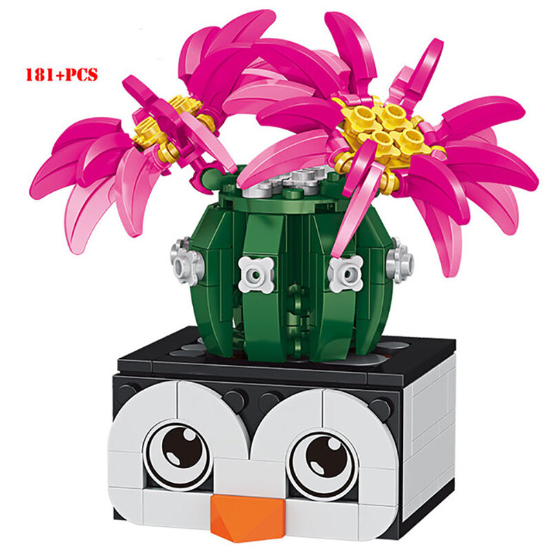 Mini plantes en Pot blocs de construction, Pot de plantes cactus succulentes, fleurs fraîches, ornements de bureau, modèle de briques pour jouets d'enfants