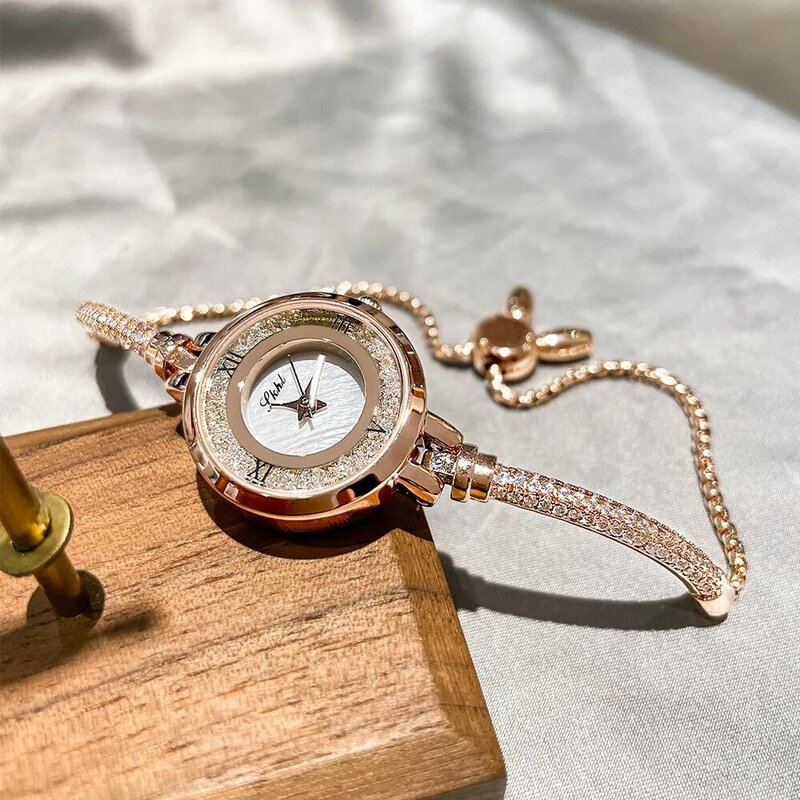 Relojes de pulsera con diamantes de imitación para mujer, pulsera femenina de lujo, de cristal