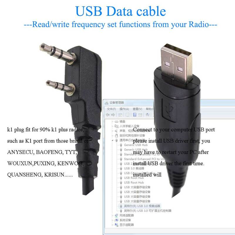 Baofeng cabo de programação usb BF-USB-K1 alta velocidade & transmissão constante para UV-82 UV-5R BF-888S UV-9R rádios com k plug