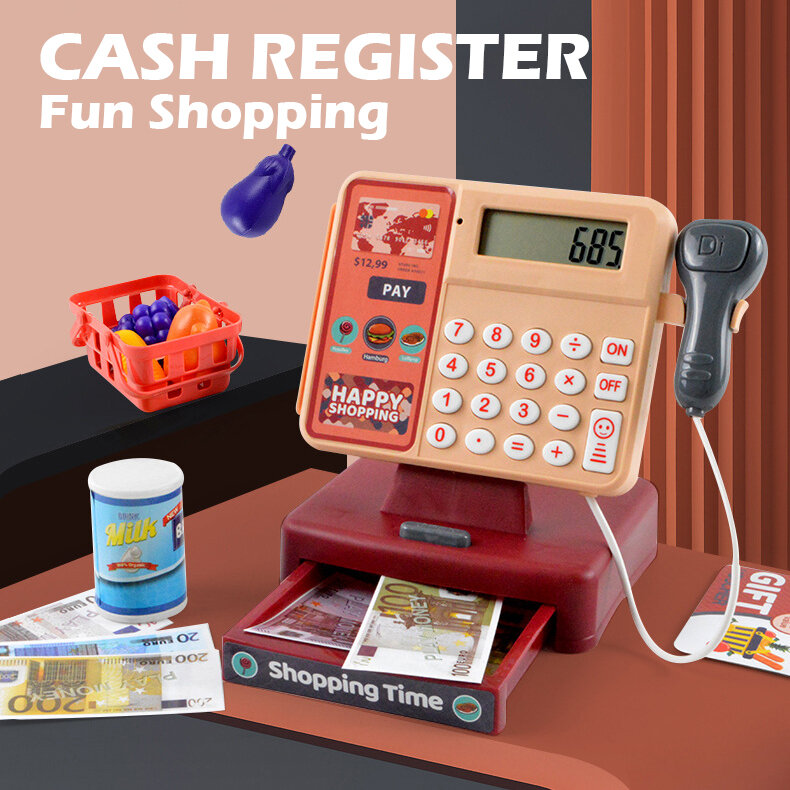 Kid Cosplay kasjer elektroniczny Mini symulowana dziecięca kasa fiskalna Puzzle zagraj w domek zabawkowy dziewczyna zabawka do supermarketu zabawka