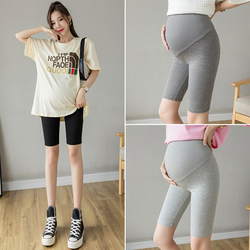 5645# Summer Thin Cotton Maternity Half Legging Sports Casual Yoga Belly Legging Clothes for Pregnant Women Pregnancy Shorts