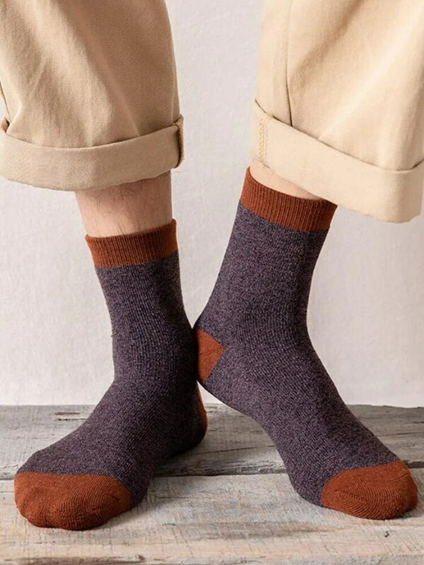 Chaussettes épaisses en coton éponge pour homme, 2 paires, Streetwear, chaud, décontracté, couleur, à la mode, hiver
