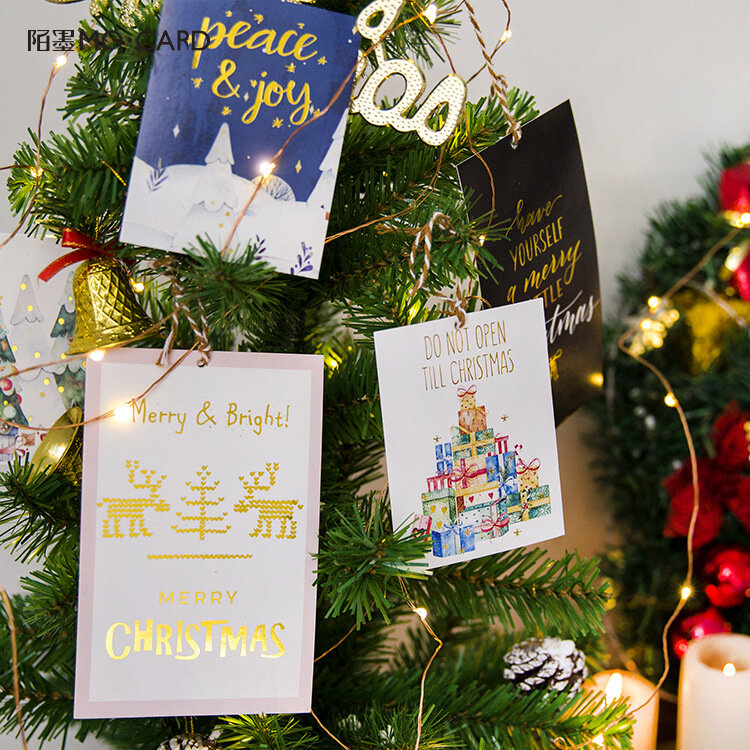 12 unidades/pacote bonito feliz natal árvore urso cartões postais cartões de mensagem desejando cartões de papelaria presentes de natal