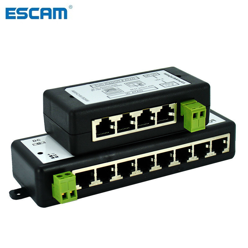 ESCAM New Arrival 4 porty 8 portów wtryskiwacz POE POE Splitter do sieci CCTV kamera POE zasilanie przez Ethernet IEEE802.3af