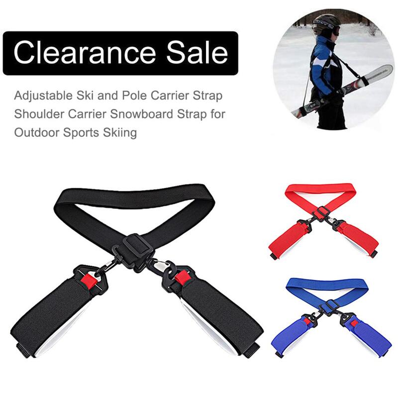 Adjustable Nylon Ski Snow Board Easy To Use Super Durable Fixed Strap Shoulder Pole Carrier Lash Holder Sling For Outdoor Skiing