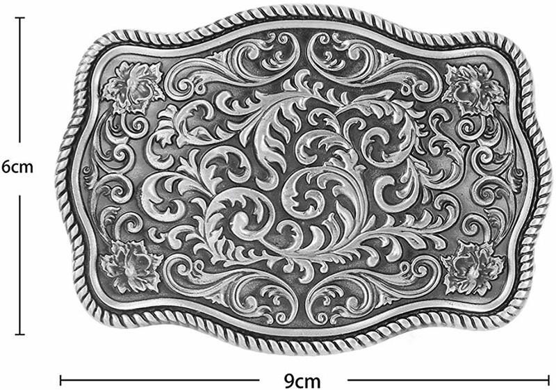 Vintage Flower rectangle belt  buckle for man western cowboy buckle without belt custom alloy width 4cm