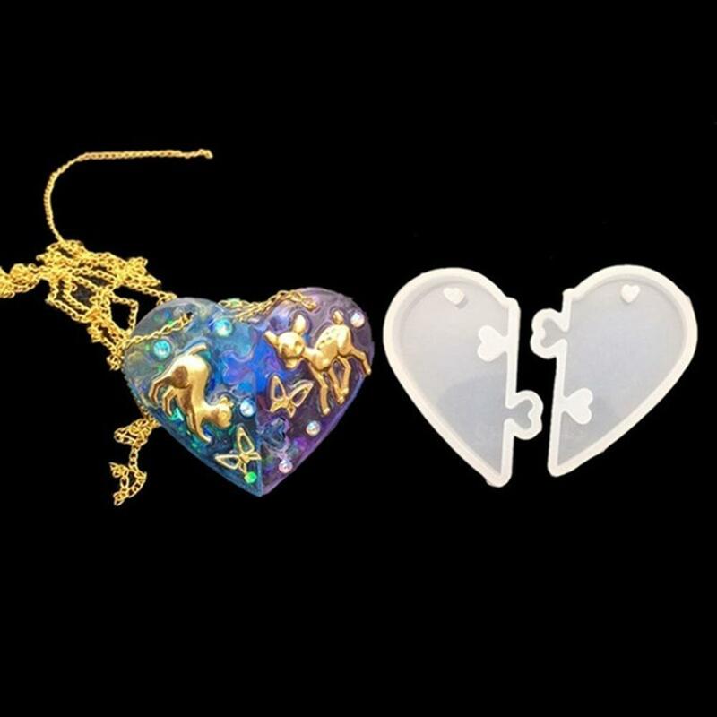 Molde de silicone para fazer joias, 2 tamanhos de amor, forma de coração, resina, para artesanato, faça você mesmo