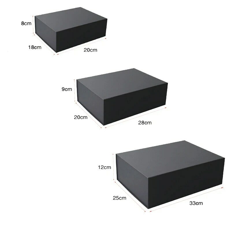 IDreamPackaging + 매트 블랙 직사각형 접이식 선물 상자, 마그네틱 플립 탑 오픈 두꺼운 친환경 골판지 2 개 20X18X8CM