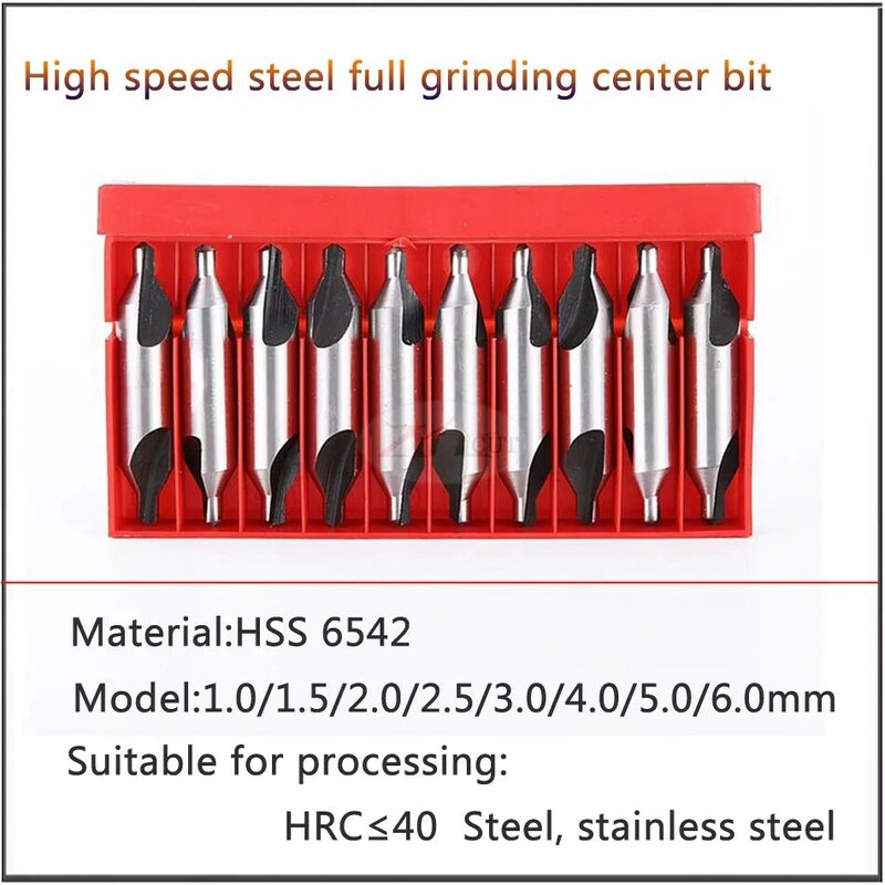 Foret central en acier à haute vitesse, foret central en acier à haute vitesse, foret de positionnement central en acier blanc, foret central HSS de 1 1.5 2 3 4 5 6 8 10mm