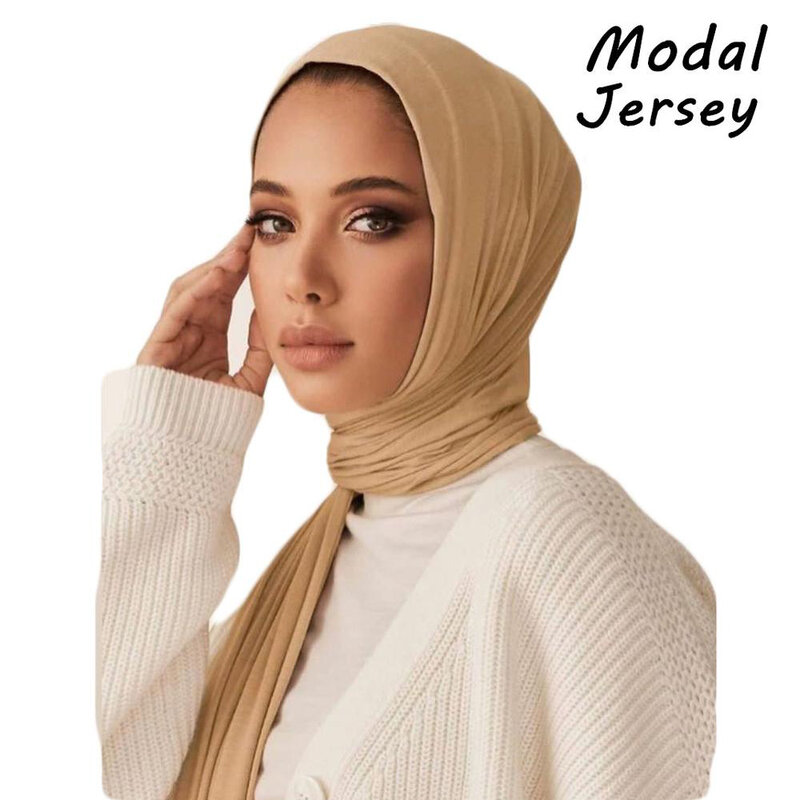 Écharpe Maxi Hijab en Jersey de Coton pour Femme Musulmane, Turban Abaya à la Mode pour Sauna, 180x80 cm
