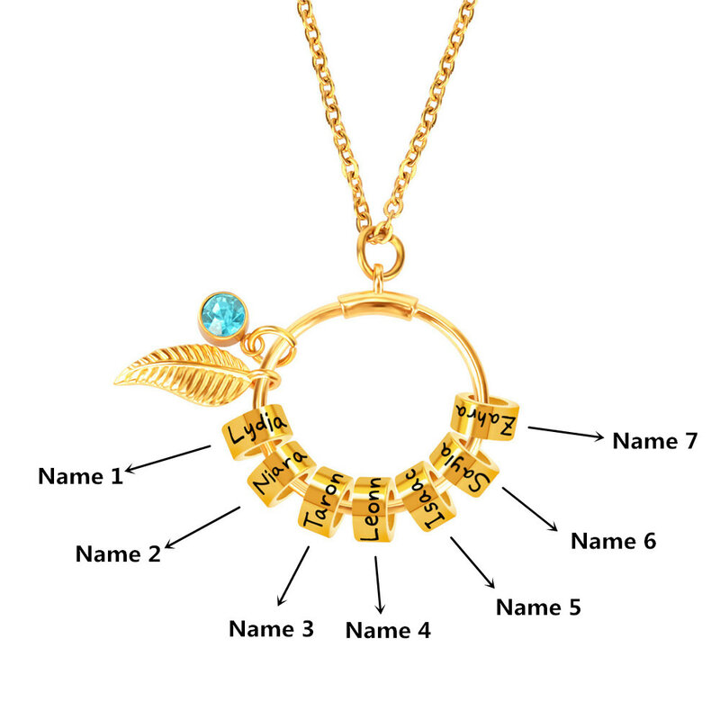 Заказное ожерелье с первоначальным именем для женщин в форме листа/12 месяцев на день рождения, ожерелье из нержавеющей стали, персонализированное, 1-7 наименований