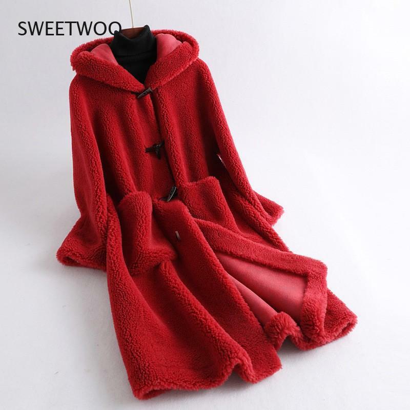 Mulheres casacos de inverno lã casacos casuais estilo coreano feminino 2021 novo casaco de pele real alta qualidade longo sheep shearling