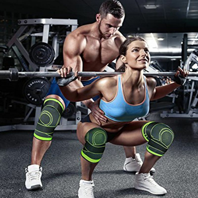 Mężczyźni kobiety wsparcie kolana rękawy uciskowe ból stawów zapalenie stawów ulga do biegania Fitness spodnie elastyczne Wrap ochraniacze na kolana z paskiem