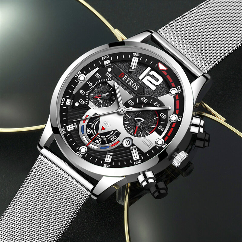 relogio masculino Relógio de pulso de quartzo de aço inoxidável de aço inoxidável para homens de negócios relógio de calendário de quartzo 2022