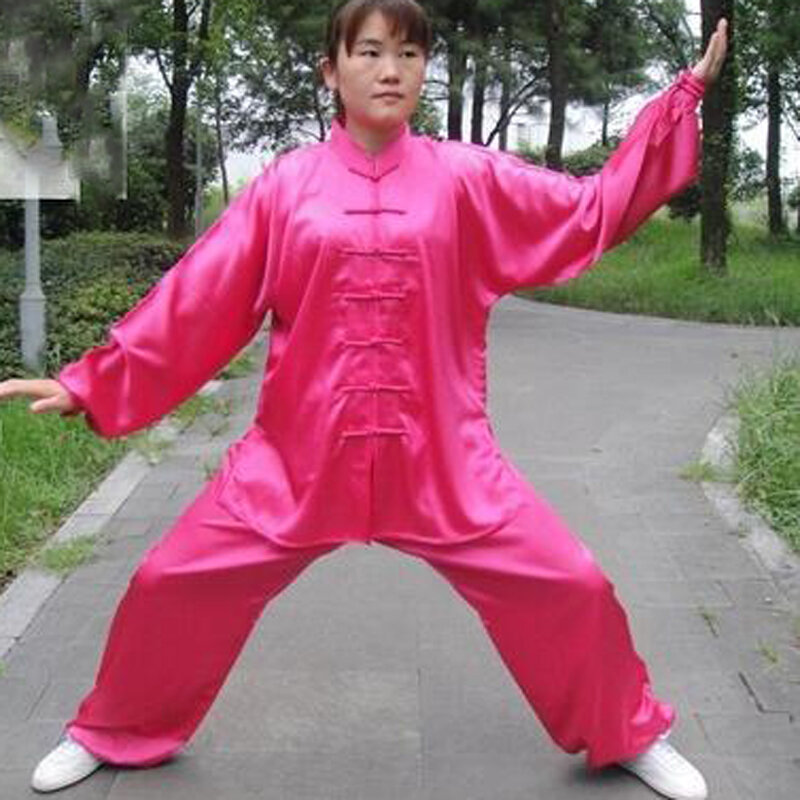 2021New จีนแบบดั้งเดิมเสื้อผ้าผู้ชายผู้หญิงสีทึบ Vintage Tai Chi Kung Fu ชุดปลอกคอขาตั้งออกกำลังกายเสื้อผ้า