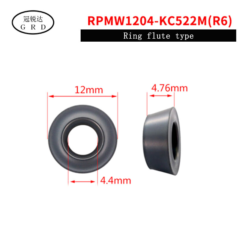 100% new R5 R6 round Insert RPMW RPMW1204 RPMW1003 blade KC522M for processing HRC48-68 degrees less than quenching material