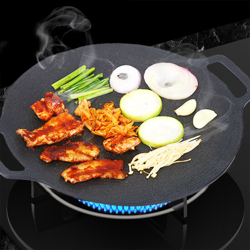 Korean Round Grill Pan Barbecue Pan Pork Belly Non-stick Cooker Maifan Stone Induction Cooker Gas Barbecue Tray