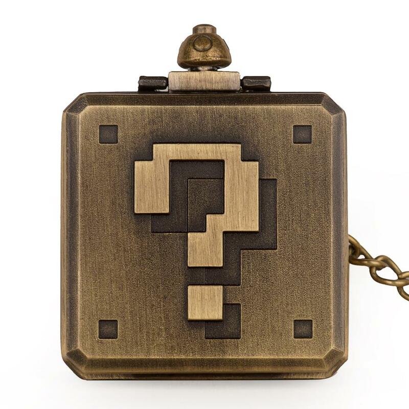 Creative Question Mark Design Pocket Watches Square Steampunk Pendant Watches Gifts for Student New Arrival Cool Fob Chain Watch