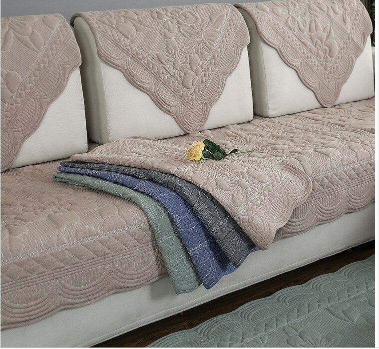 Estilo Europeo sofá funda de cojín lavado Toalla de algodón sofá cubierta de sofá cuatro estaciones bordado cojín de sofá funda completa para sofá