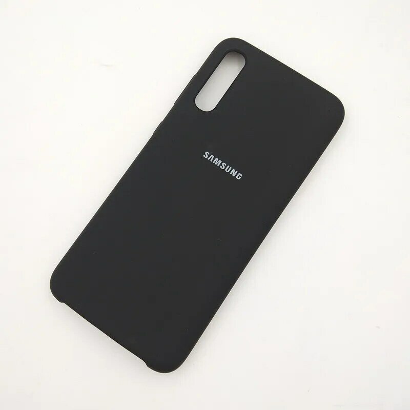 Coque arrière en Silicone soyeux de protection souple Samsung Galaxy A70 pour Galaxy A70 coque de téléphone 6.7 pouces et logo