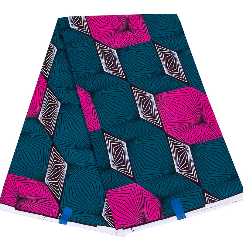 Geometria stampa Ankara moda tessuto africano per abbigliamento donna tradizionale Pagne vera cera 6 metri di cotone tessuti per la pelle