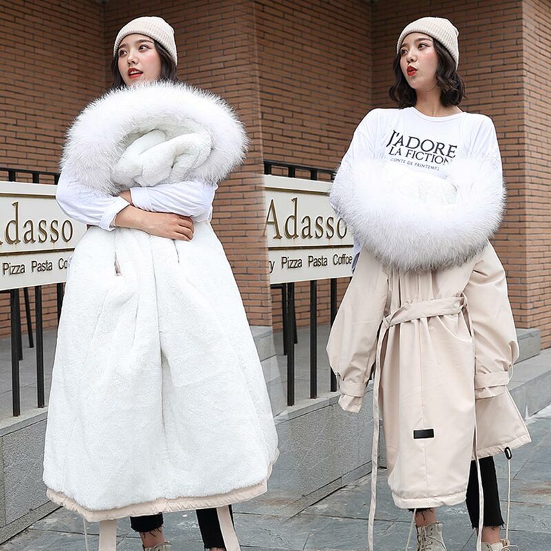 Nuovo arrivo 2021 giacca invernale da donna con cappuccio collo di pelliccia femminile lungo cappotto invernale parka con fodera in pelliccia