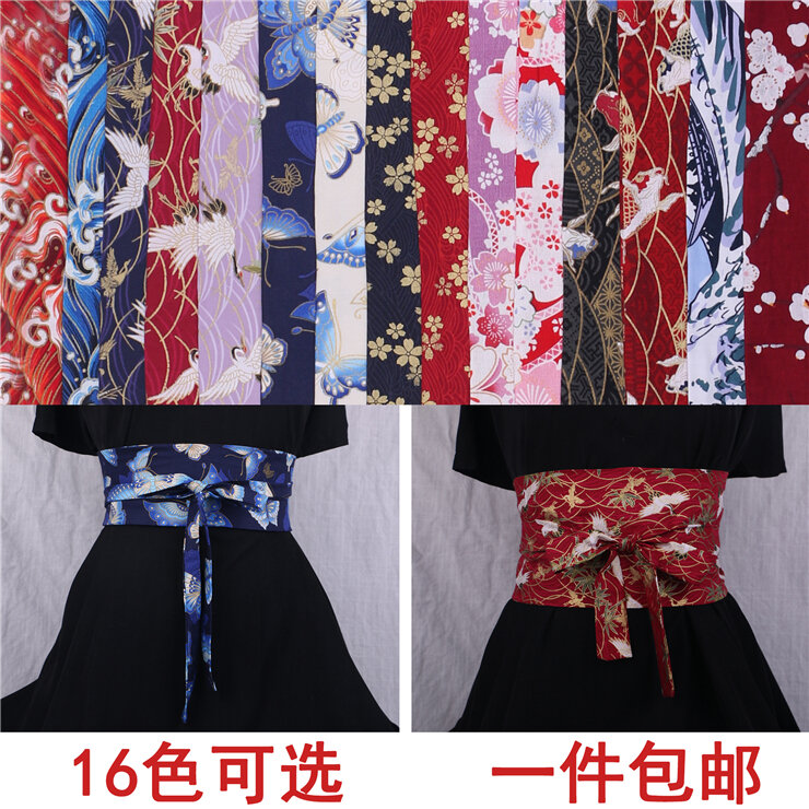 Cina Elemen Pakaian Crane Katun Linen Gaya Jepang Kimono Dicetak Wanita Lebar Korset Harajuku Jubah Mandi Diikat Pinggang
