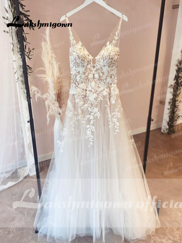 Lakshmigown Тюлевое свадебное платье с V-образным вырезом, без подкладки