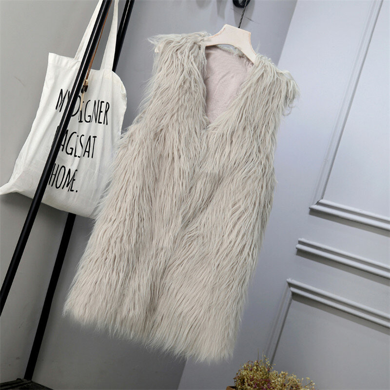 Winter Fluffy Long Faux Fur Vest Women Colete Feminino 2019 Clearance