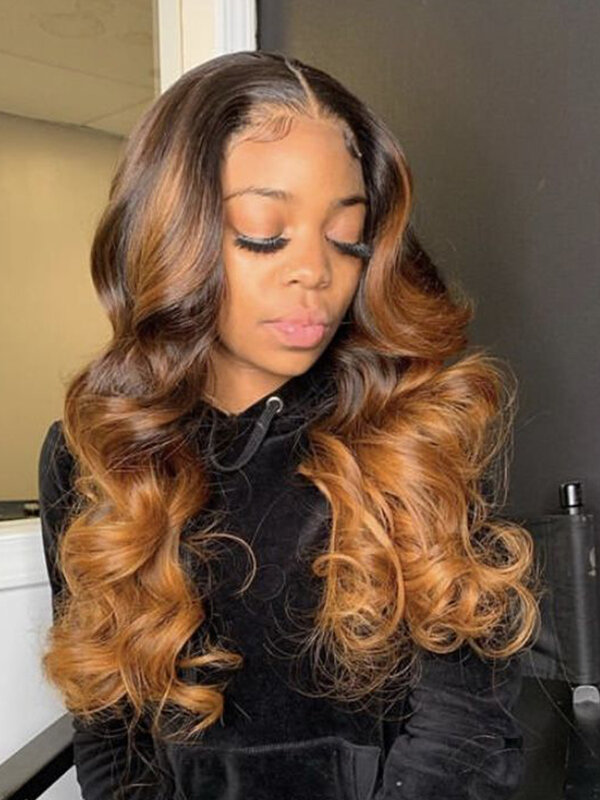 DreamDiana Ombre Malaysian Hair Wavy Bundles Ombre Loose Wave 3 Bundles 2 Toned 30 Brown Remy Weave Hair Bundle 100% Human Hair