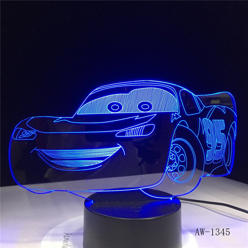 7สีเปลี่ยนตกแต่งบ้านน่ารัก CartoonLED รถ USB 3D Luminarias Night Light เด็กโคมไฟตั้งโต๊ะ1345