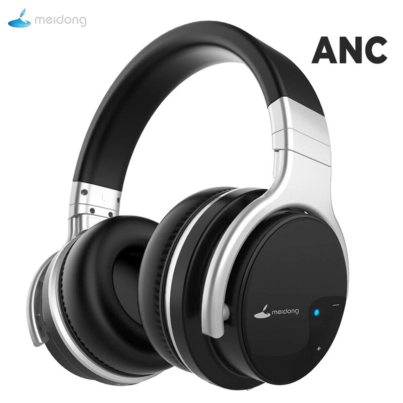 Meidong E7B aktywna redukcja szumów bezprzewodowe słuchawki z mikrofonem ANC zestaw słuchawkowy Bluetooth wysokiej jakości głębokie słuchawki basowe