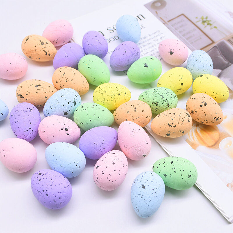 20/50Pcs Foam Easter Eggs Happy Easter Decorations Painted Bird Pigeon Eggs DIY Craft Kids Gift Favor Home Decor Easter Party
