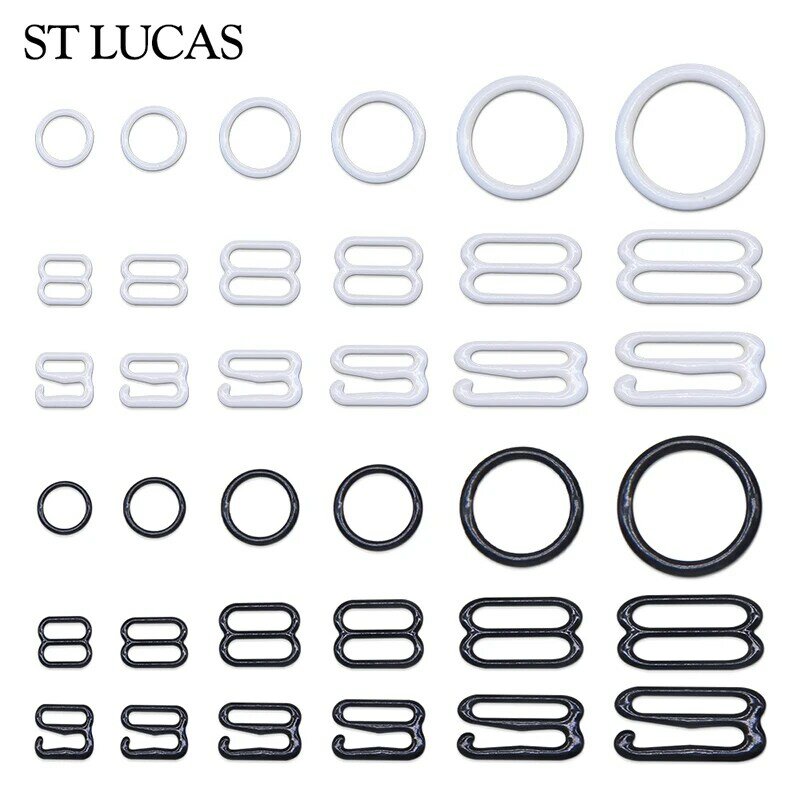 New 30pcs/lot white black type 0 8 9  bra rings and sliders strap adjusters buckles clips underwear adjustment accessories DIY