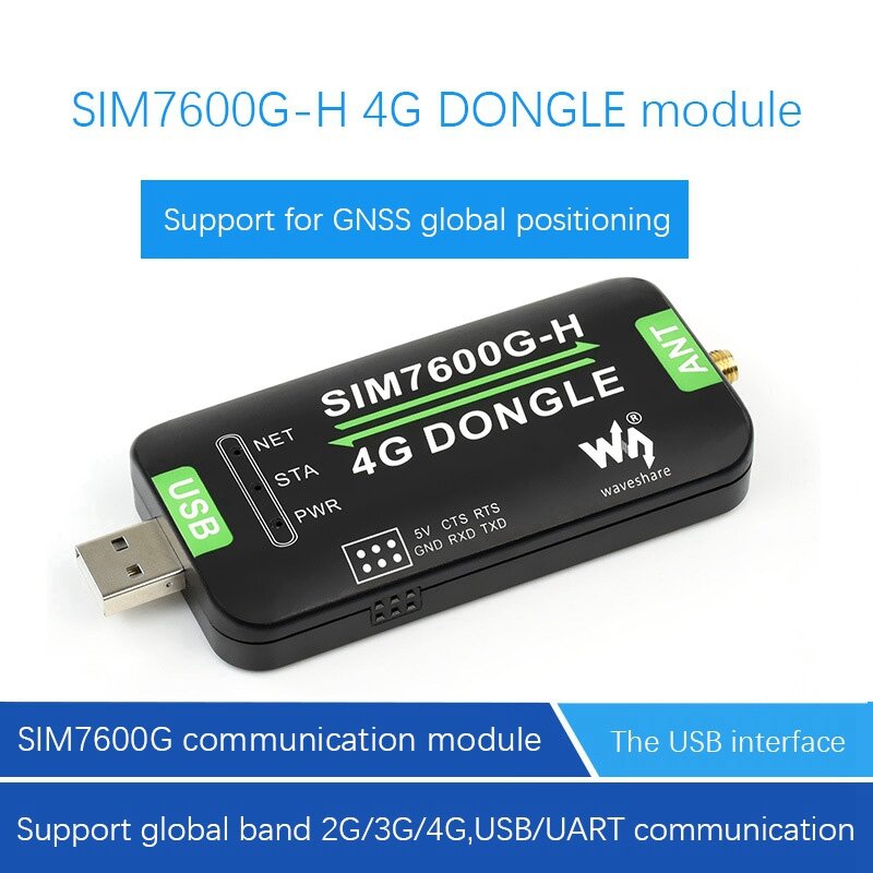 HFES-Módulo DONGLE Waveshare SIM7600G-H 4G, acceso a Internet para Raspberry Pi GNSS, comunicación Global