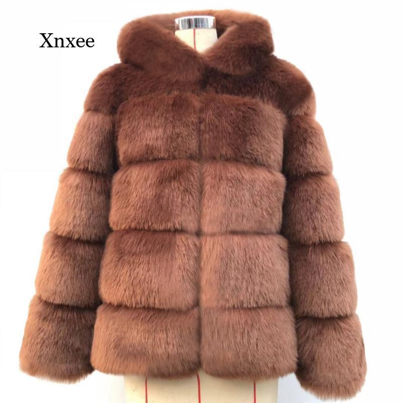 Tamanho grande inverno grosso quente casaco de pele do falso das mulheres com capuz de manga comprida casaco de pele do falso casaco de pele de inverno de luxo