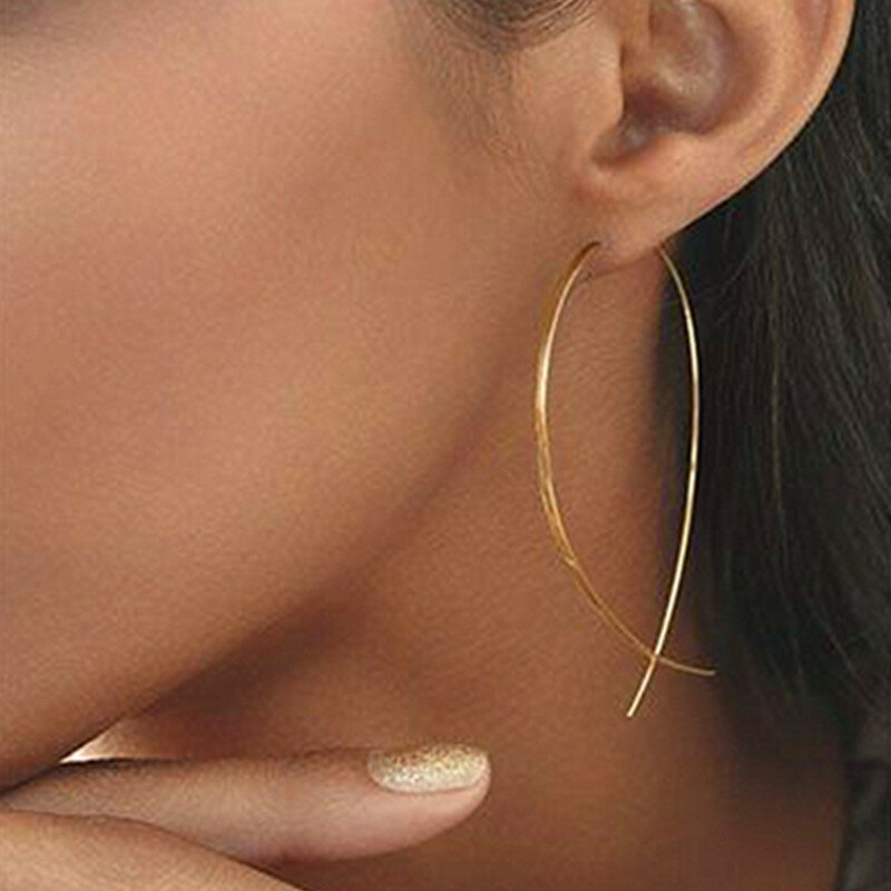 Anting-Anting Juntai Panjang Gantung Mode Baru Garis Telinga untuk Wanita Rantai Ular Sederhana Rumbai Perhiasan Brinco Bijoux