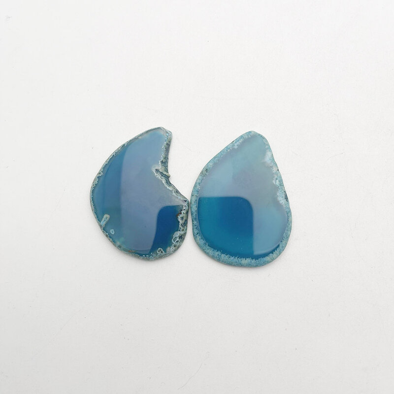 Tranche d'agates bleues en pierre naturelle, pendentif pour la fabrication de bijoux, sans trous, sans crochets, accessoires, 6 pièces, livraison gratuite