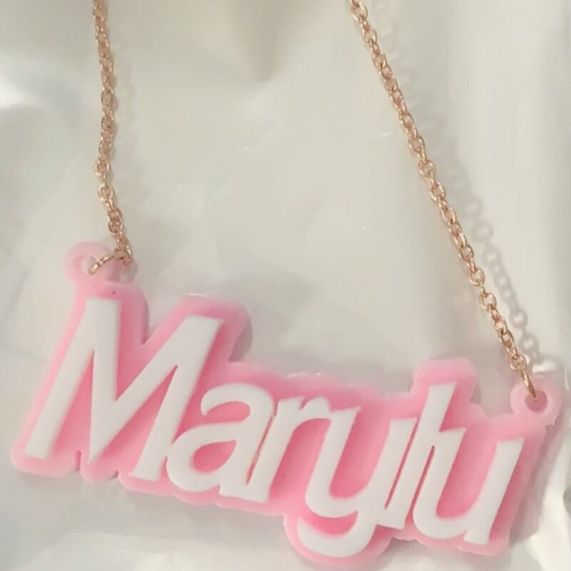 Personalised Name Necklaces Custom Acrylic Name Necklace Letter Chain Nameplates Acrylic Laser Necklace Pendant Kid's Jewelry