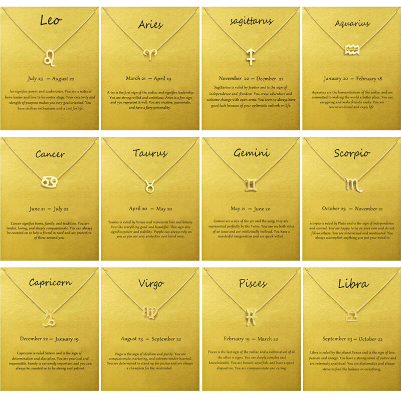 Neue Konstellation Sternzeichen Halsketten Schmuck für Frauen Antike Stil Entworfen 12 Horoskop Taurus Widder Leo Halsketten Geschenke