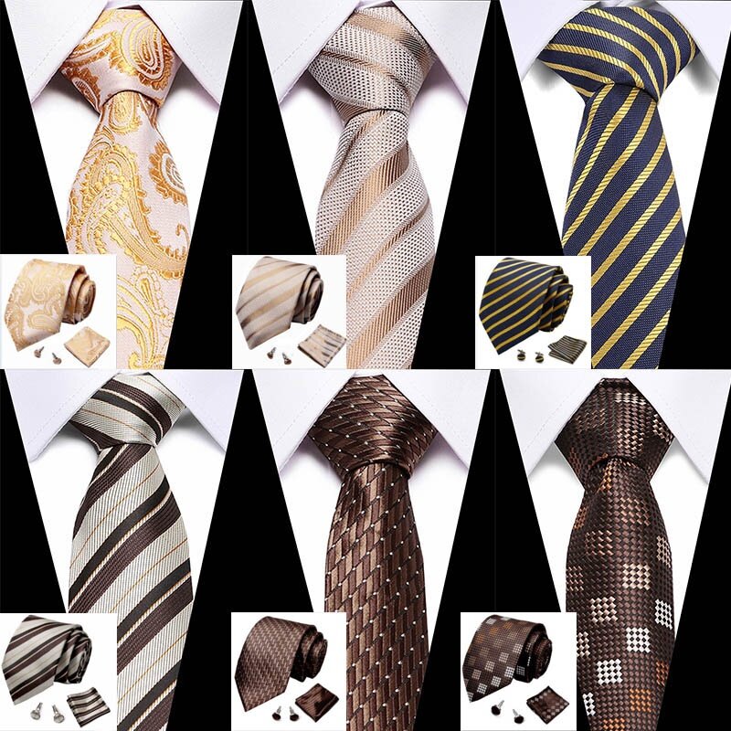 New Design Tie Set Jacquard Woven gravata Silk Tie Hanky Cufflinks Necktie Sets Fit Wedding Business Group