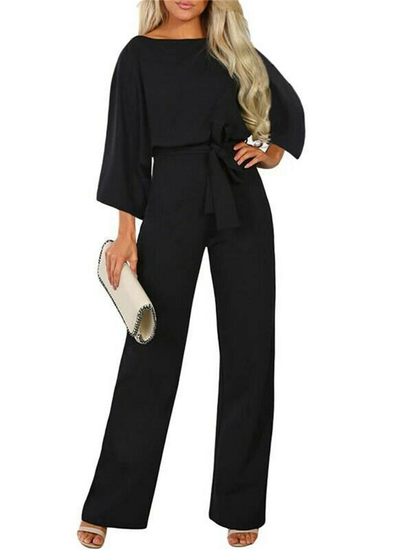Neue Mode Frauen Hohe Taille Overall Damen Büro Breit Bein Party OL Overall Abend Party Overall