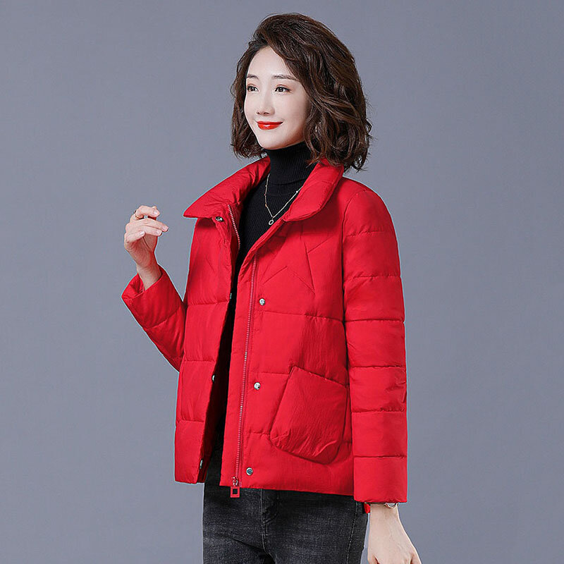 女性のための綿の冬のコート,女性のための短くて厚いコート,中年の母のコート,暖かい服,2022