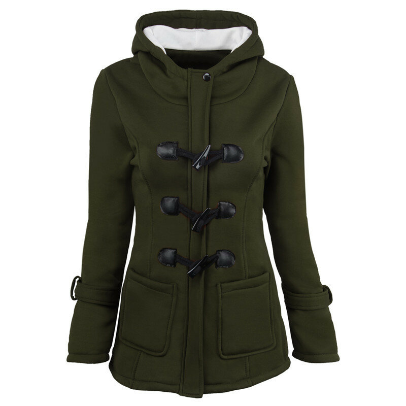 2020 delle donne di autunno e inverno nuovo pulsante del clacson cappotto ispessito con cappuccio mescolato giacca di cotone cappotto