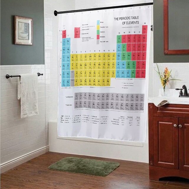 ستارة دش مقاومة للماء ، جدول دوري من العناصر ، شكل كيميائي ، طباعة رقمية ، منتجات حمام