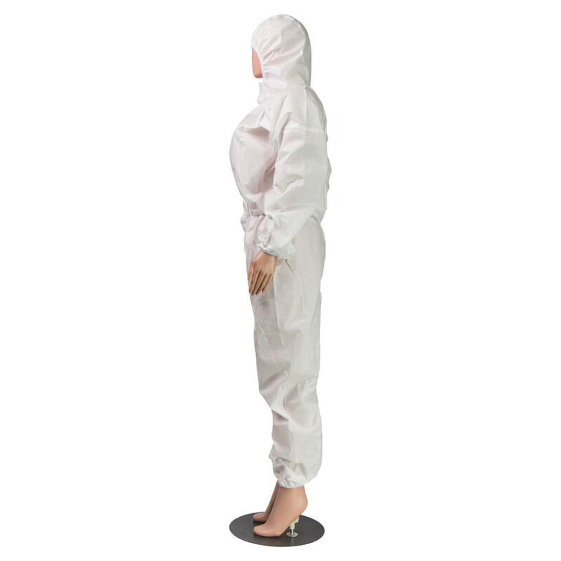 Jetable unisexe blanc non-tissés vêtements de protection costume d'isolement combinaisons Anti-poussière Anti-statique vêtements de sécurité en gros