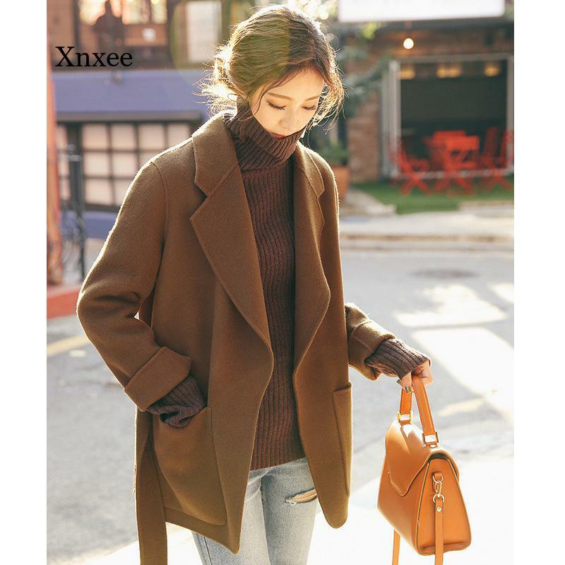 Double-Sided Cashmere Coat Spring Elegant Women Loose Woolen Coats Autumn Early Winter Jackets Casual Wild Wool Outwear Clothing