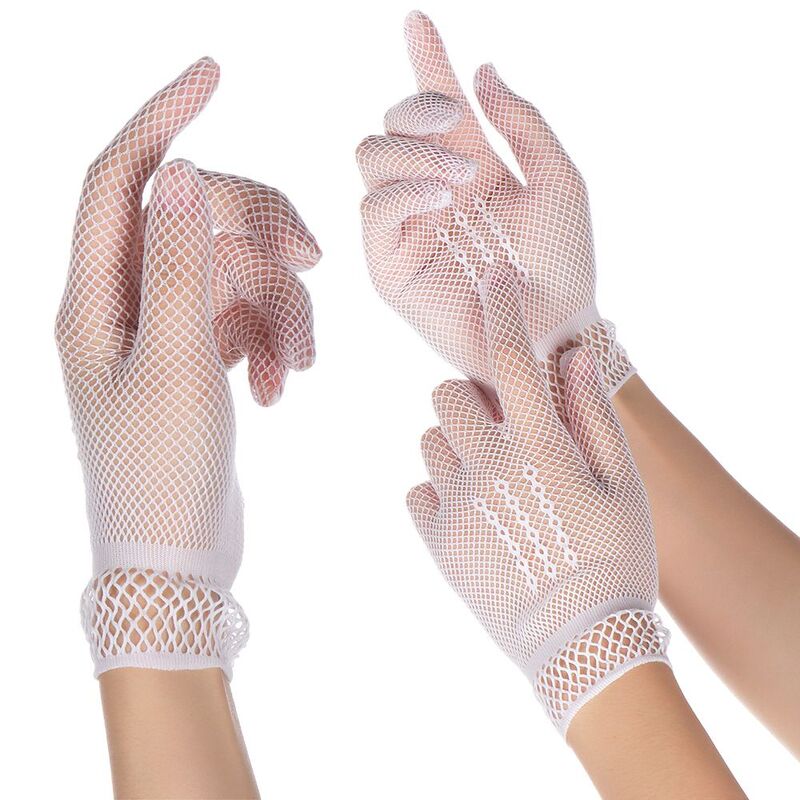Guantes de conducción a prueba de rayos UV para mujer, guantes de rejilla de malla de nailon, guantes finos sólidos, guantes de mitones elegantes para mujer, 1 par